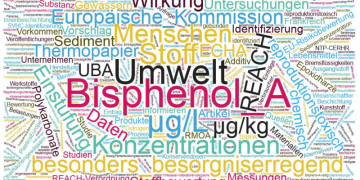 Wortwolke rund um den Begriff Bisphenol A